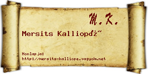 Mersits Kalliopé névjegykártya